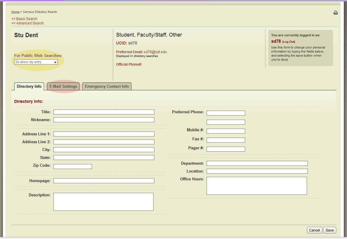 How do I modify my Directory Entry? Information Services and Technology